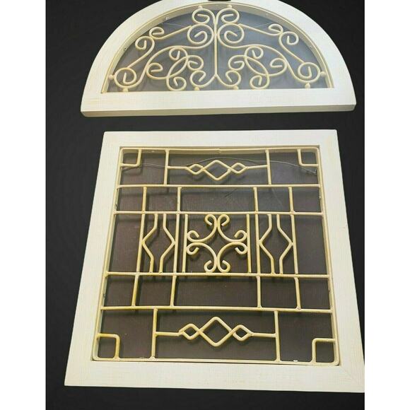 Vintage Shabby Chic Metal Scroll Whitewashed Wall Garden Patio Art x3 - Picture 12 of 12